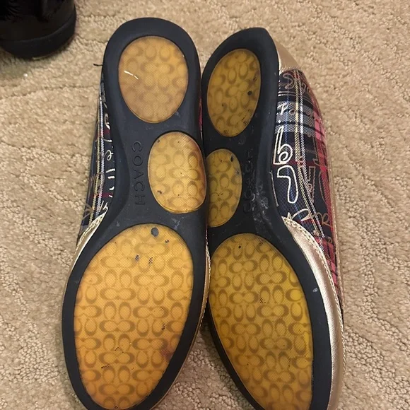 Coach Women's Gold and Multicolor Flats - Picture 3 of 4